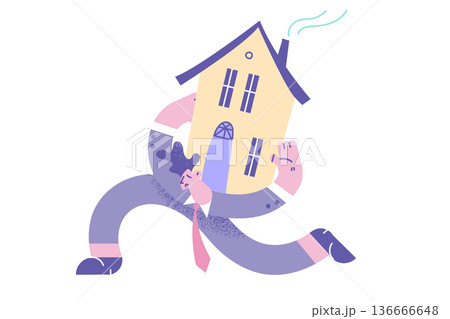 Tired man carry house on back 136666648