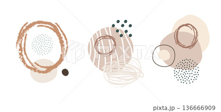 Minimalistic vector illustration bundle with abstract circles and dots Minimalistic vector illustration bundle with abstract circles and dots 136666909