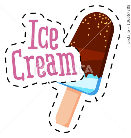 Ice cream patch. Frozen chocolate bar sticker Ice cream patch. Frozen chocolate bar sticker 136667288