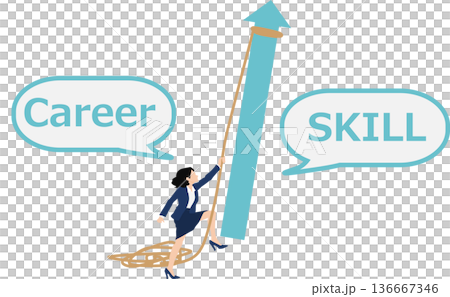 Illustration of a businesswoman working on reskilling Illustration of a businesswoman working on reskilling 136667346
