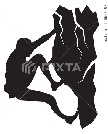 Peak climbing black icon. Active man silhouette 136667397