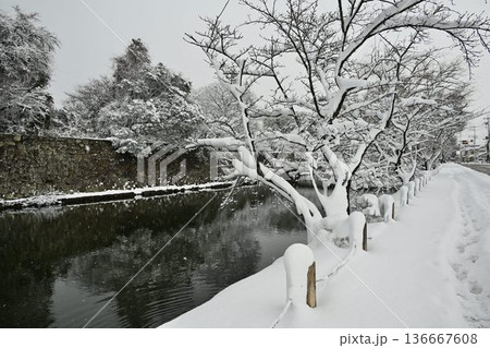 国宝 彦根城 厳冬の雪景色 国宝 彦根城 厳冬の雪景色 136667608