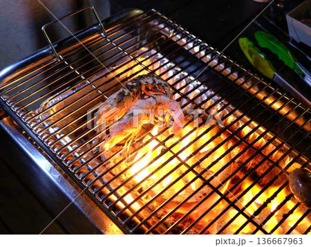 Grilled shrimp Yakiniku, japanese bbq Grilled shrimp Yakiniku, japanese bbq 136667963
