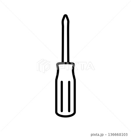 日曜大工や修理に使えるプラスドライバーの線画イラスト 日曜大工や修理に使えるプラスドライバーの線画イラスト 136668103