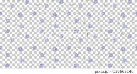 Small cottagecore seamless pattern, repeating romantic motif with delicate painted watercolour violet tiny flowers with leaves 136668140