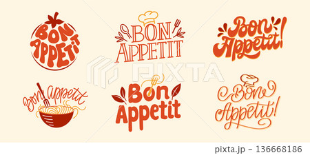 Hand-Drawn Retro Logo Collection with Culinary Themes and Vibrant Calligraphy Bubble Typography French Symbols Hand-Drawn Retro Logo Collection with Culinary Themes and Vibrant Calligraphy Bubble Typography French Symbols 136668186