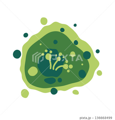 Microscopic mold colony in a damp indoor environment shows green and black fungus growth. Vector illustration. Microscopic mold colony in a damp indoor environment shows green and black fungus growth. Vector illustration. 136668499