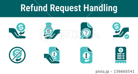 Refund Request Handling Icons set Refund Request Handling Icons set 136668541