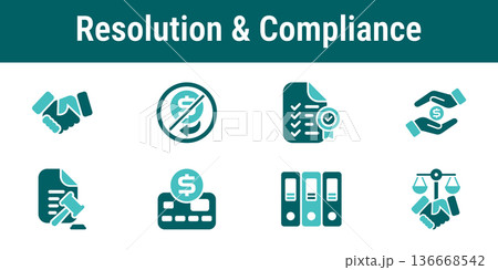 Resolution and Compliance Icons set 136668542