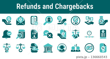 Refunds and Chargebacks Process Icons Refunds and Chargebacks Process Icons 136668543