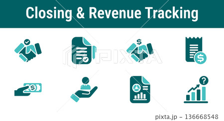 Closing and Revenue Tracking Icons Closing and Revenue Tracking Icons 136668548