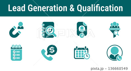 Lead Generation and Qualification Icons 136668549