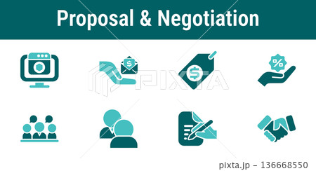 Proposal and Negotiation Icons set 136668550