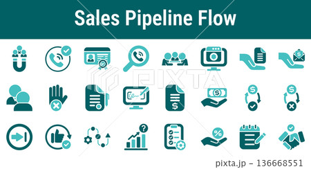 Sales Pipeline Flow Process Icons Sales Pipeline Flow Process Icons 136668551