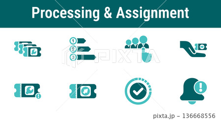Processing And Assignment Workflow Icons Set 136668556