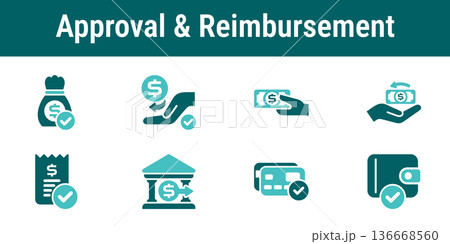 Approval and Reimbursement Icons set 136668560