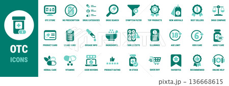 Over The Counter Online Pharmacy Interface Icons Set 136668615