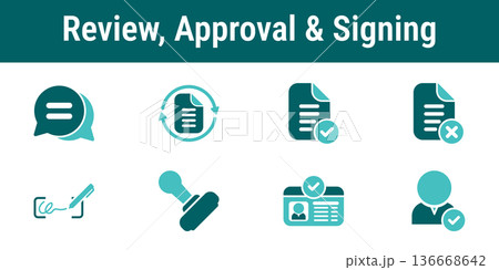 Review Approval and Signing Icons 136668642
