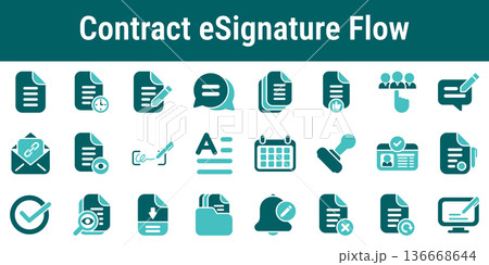 Contract eSignature Flow Process Icons Contract eSignature Flow Process Icons 136668644