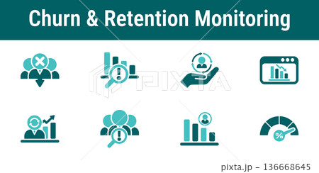 Churn and Retention Monitoring Icons 136668645