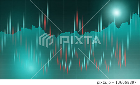 Stock market data shows price changes over time with green and red signals 136668897