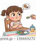 お菓子が食べたくてご飯を嫌がる2歳の女の子 136669272