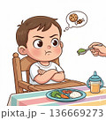 お菓子が食べたくたてご飯を嫌がる2歳の男の子 136669273