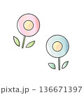 かわいくてシンプルな水彩風の花 136671397
