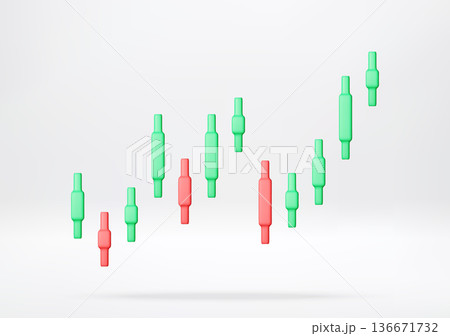 3D Green and red candlestick chart 3D Green and red candlestick chart 136671732