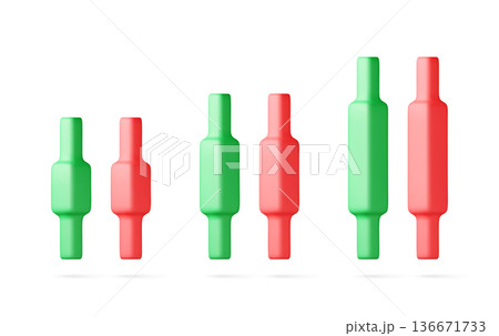 3D Green and red candlestick 136671733