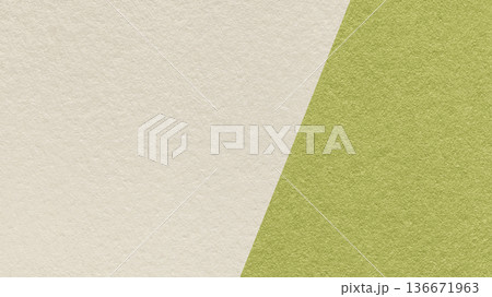 Light beige texture background with olive diagonal angled split and copy space for template, banner, presentation 136671963