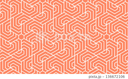 Abstract geometric pattern with stripes, lines. Seamless vector background. White and pink ornament. Simple lattice graphic design 136672106
