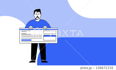 Shocked Man Holding Giant Check Shocked Man Holding Giant Check 136672158