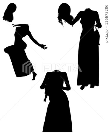 Silhouette of Woman with separated head Silhouette of Woman with separated head 136672206
