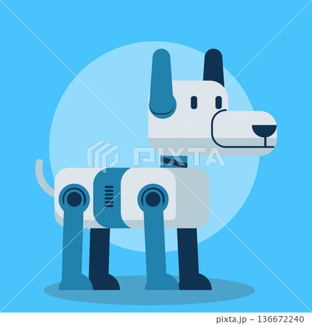 Cute Blue and White Robot Dog Cute Blue and White Robot Dog 136672240