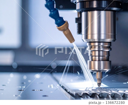 CNC milling machine processing on steel 136672280