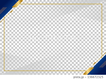 高級感のあるブルーとゴールドのビジネスフレーム背景 136672325