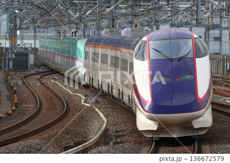 東北新幹線内を行く山形新幹線E3系つばさ号（E5系併結） 136672579