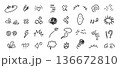 Comic expression icons. Doodle marks and kawaii bubbles for manga reaction, speech accents and emotion or surprise sound. Hand drawn action sparks, emphasis bursts isolated vector set 136672810