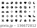 Bullet buttons. Journal point icons and menu navigation. Simple shapes for to do list items, action status badge. Square, circle and bullet, diamond and hexagon, point and lock, arrow. Vector set 136672812