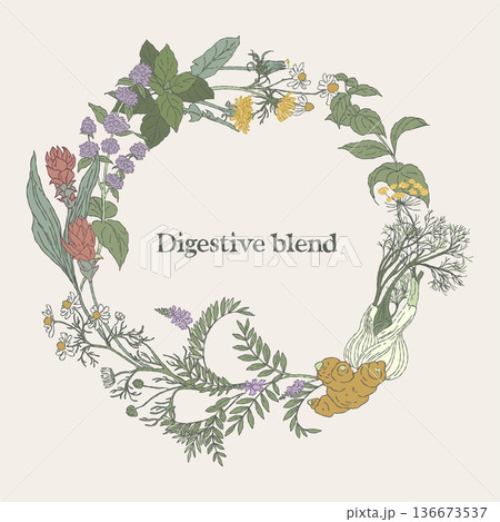 Digestive Herbal Blend Botanical Wreath 136673537