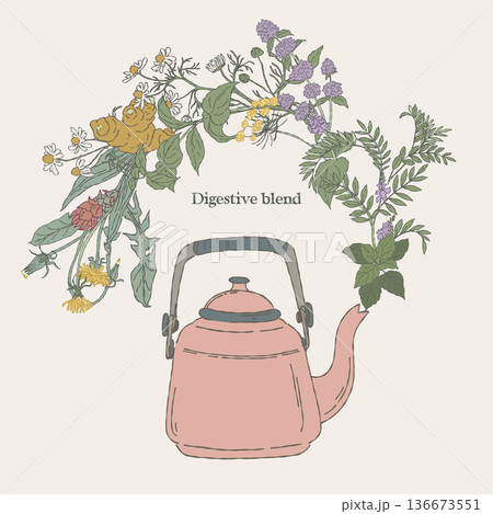 Digestive Herbal Blend Wreath with Teapot Digestive Herbal Blend Wreath with Teapot 136673551