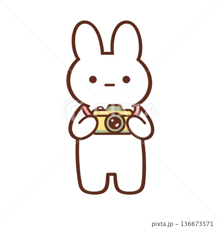 カメラを持つうさぎの旅行イラスト素材 136673571