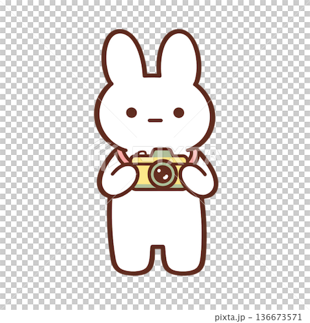 カメラを持つうさぎの旅行イラスト素材 136673571