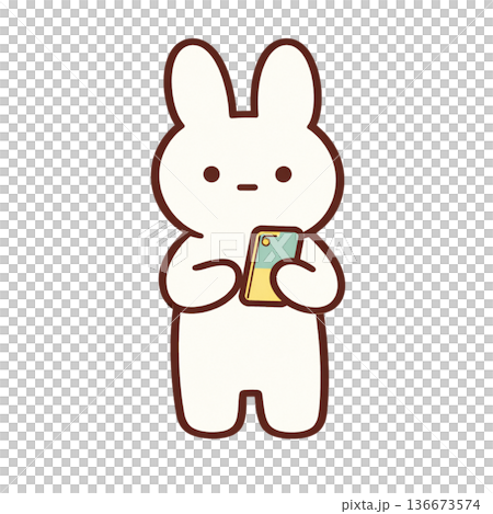 Illustration of a rabbit making a reservation on a smartphone 136673574