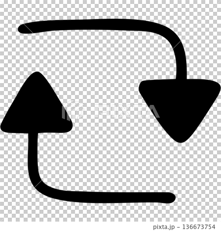 塗りつぶし一本線の手書き矢印のイラスト18（黒） 136673754