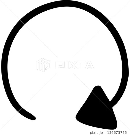 塗りつぶし一本線の手書き矢印のイラスト20（黒） 136673756