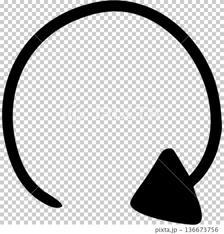 塗りつぶし一本線の手書き矢印のイラスト20（黒） 136673756