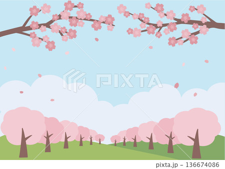春の背景イラスト 桜の背景 バナー ロゴ 春の背景イラスト 桜の背景 バナー ロゴ 136674086