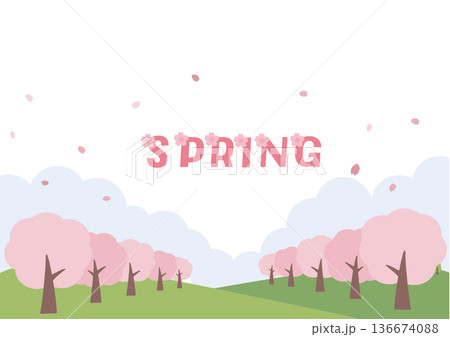 春の背景イラスト 桜の背景 バナー ロゴ 春の背景イラスト 桜の背景 バナー ロゴ 136674088